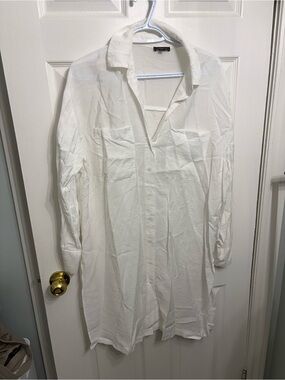 Dynamite White Long-Sleeve Casual Button-Down Shirt